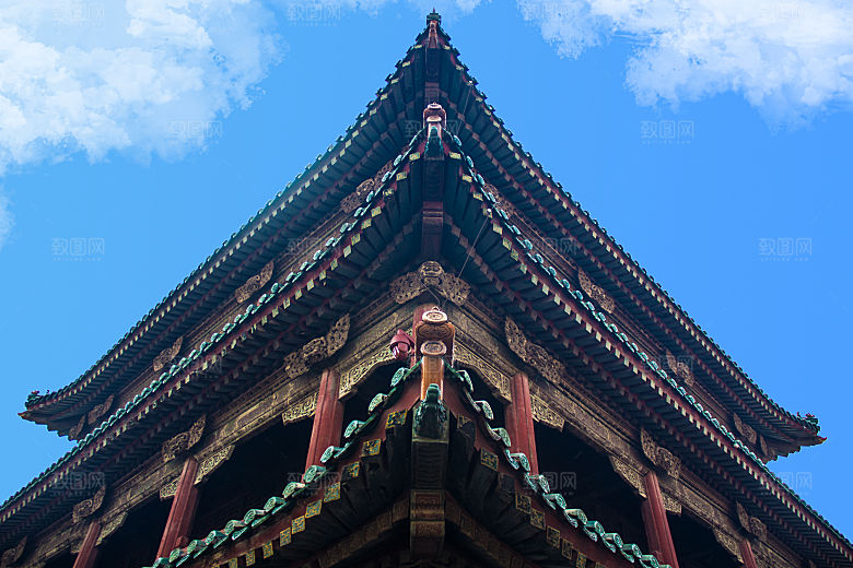 沈阳故宫的雕花建筑和屋顶