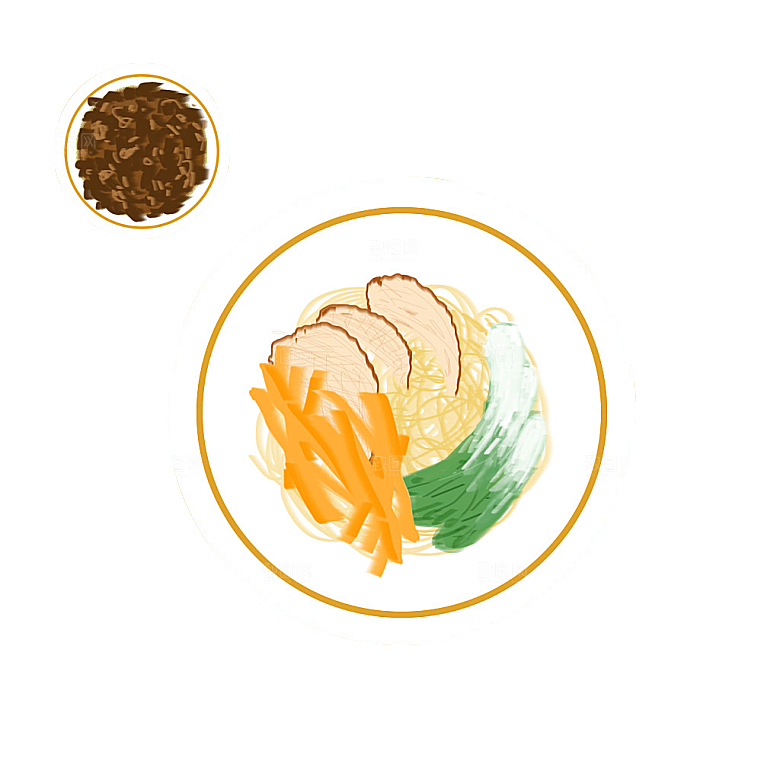 日式料理拉面面条寿司手绘汤面食物美食素材