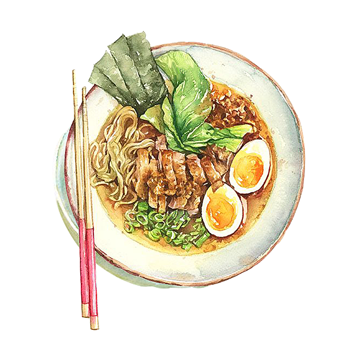 日式料理拉面面条寿司手绘汤面食物美食素材