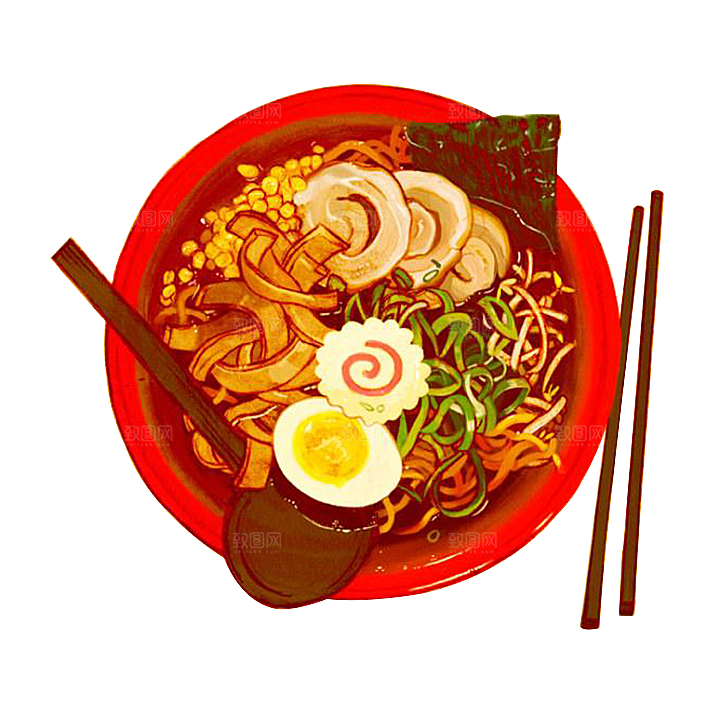 日式料理拉面面条寿司手绘汤面食物美食素材