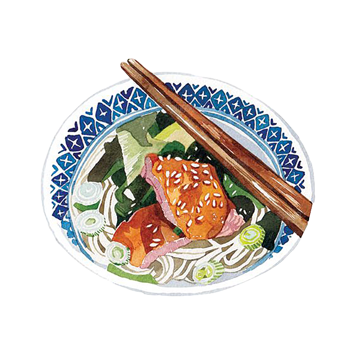 日式料理拉面面条寿司手绘汤面食物美食素材