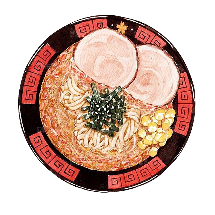 日式料理拉面面条寿司手绘汤面食物美食素材