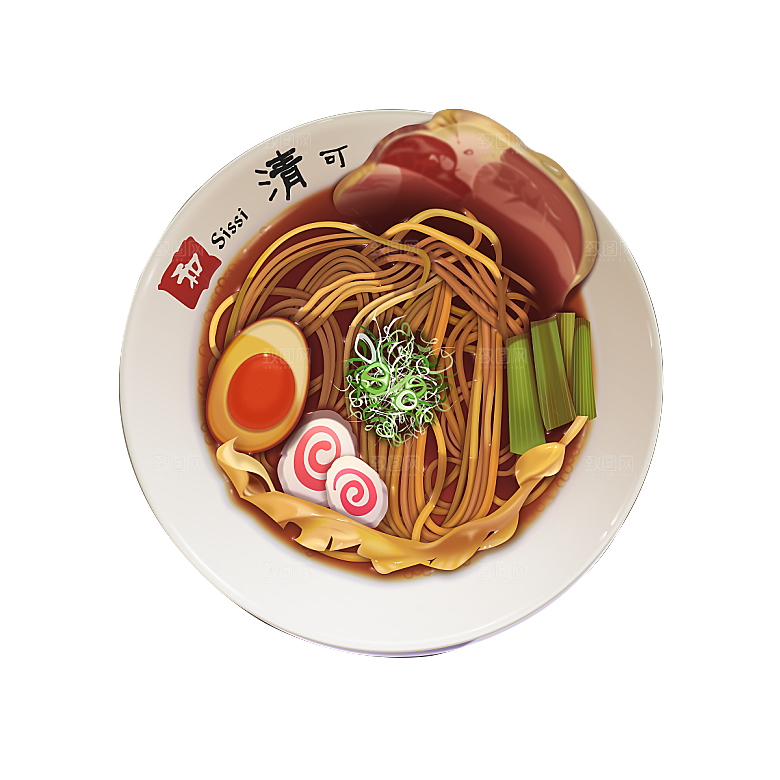 日式料理拉面面条寿司手绘汤面食物美食素材