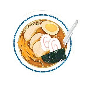 日式料理拉面面条寿司手绘汤面食物美食
