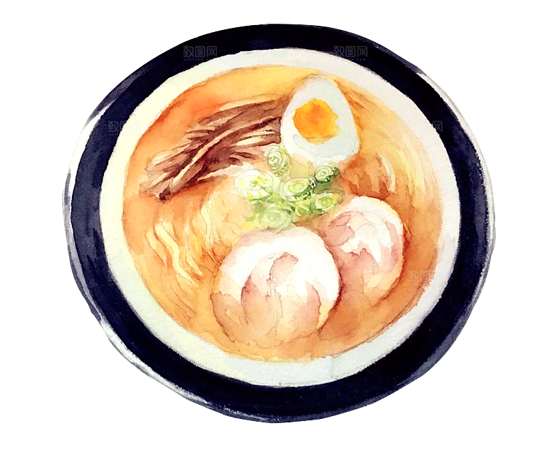 日式料理拉面面条寿司手绘汤面食物美食