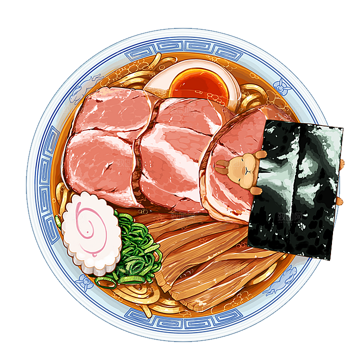 日式料理拉面面条寿司手绘汤面食物美食