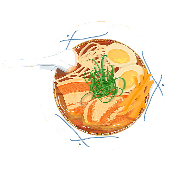 日式料理拉面面条寿司手绘汤面食物美食