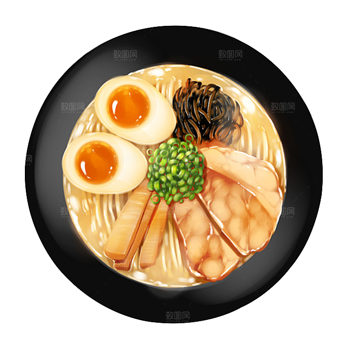 日式料理拉面面条寿司手绘汤面食物美食