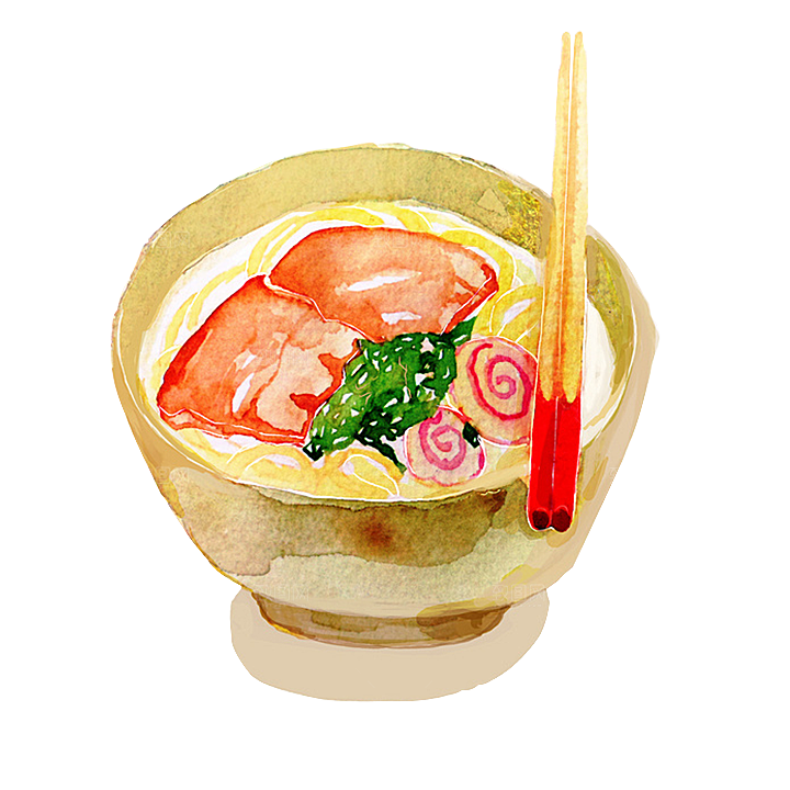 日式料理拉面面条寿司手绘汤面食物美食