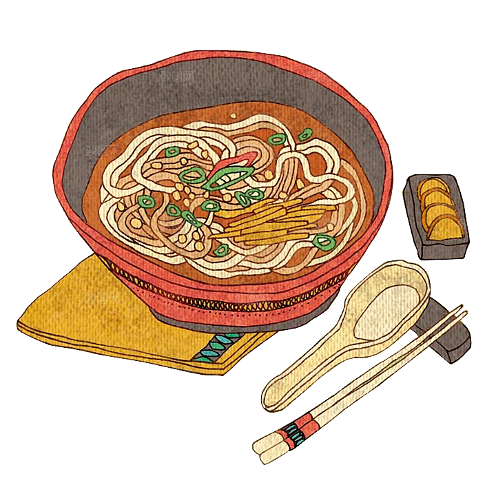 日式料理拉面面条寿司手绘汤面食物美食