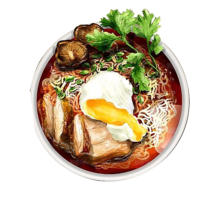日式料理拉面面条寿司手绘汤面食物美食素材