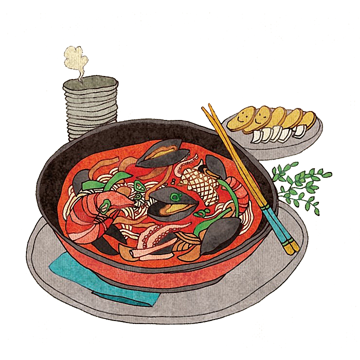 日式料理拉面面条寿司手绘汤面食物美食素材