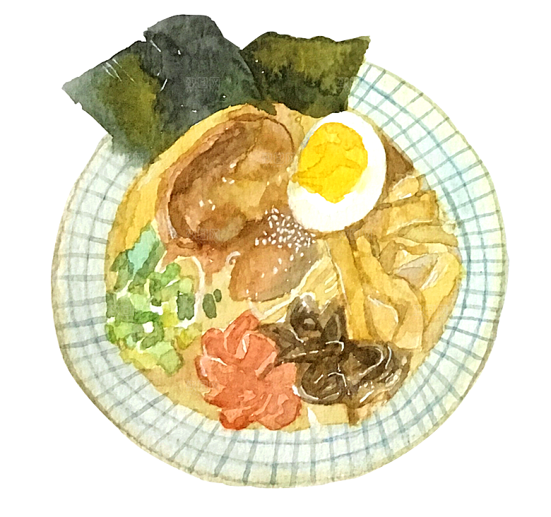 日式料理拉面面条寿司手绘汤面食物美食素材