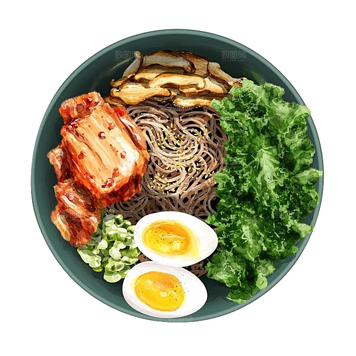 日式料理拉面面条寿司手绘汤面食物美食素材