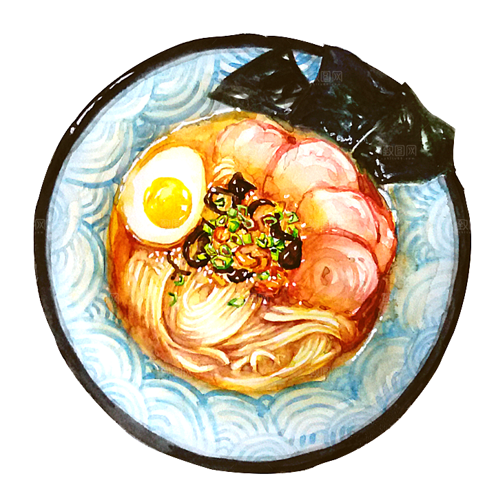 日式料理拉面面条寿司手绘汤面食物美食素材