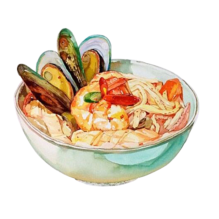 日式料理拉面面条寿司手绘汤面食物美食素材