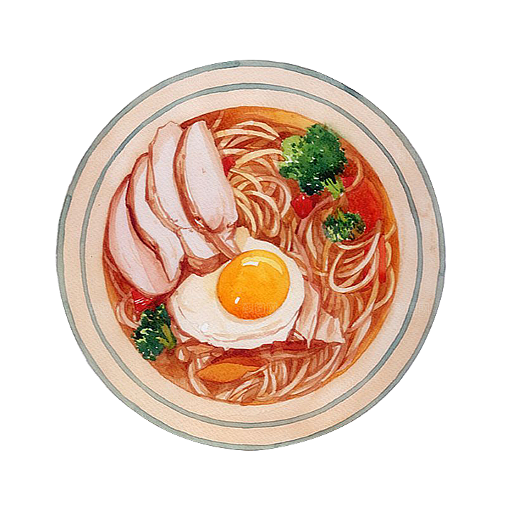 日式料理拉面面条寿司手绘汤面食物美食素材