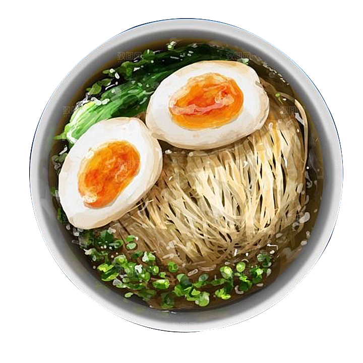 日式料理拉面面条寿司手绘汤面食物美食素材