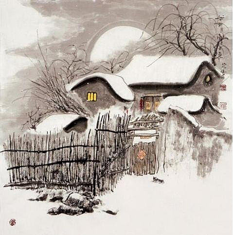 古风建筑风景插画背景