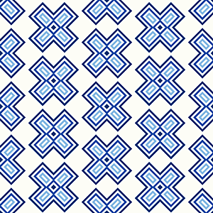 中式传统古典几何青花无缝图案