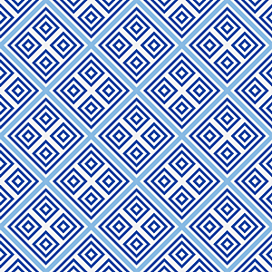 中式传统古典几何青花无缝图案