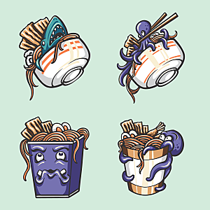 手绘潮流炫酷日式和风鬼面具怪兽插画印花