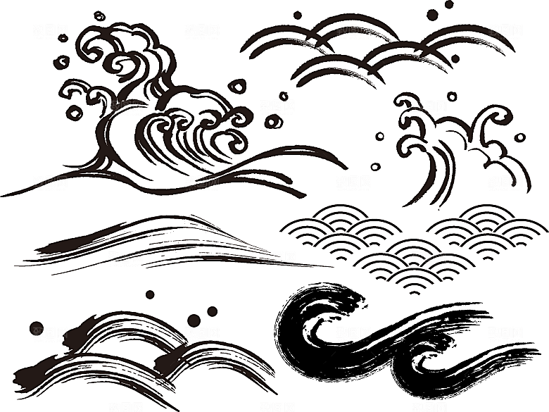 矢量中式波浪素材