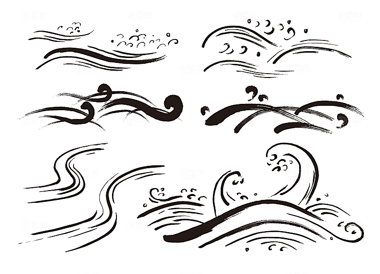 矢量中式波浪素材