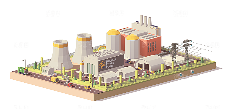 矢量室内建筑场景插画