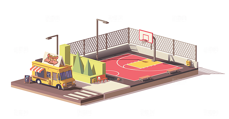 矢量工业建筑场景插画