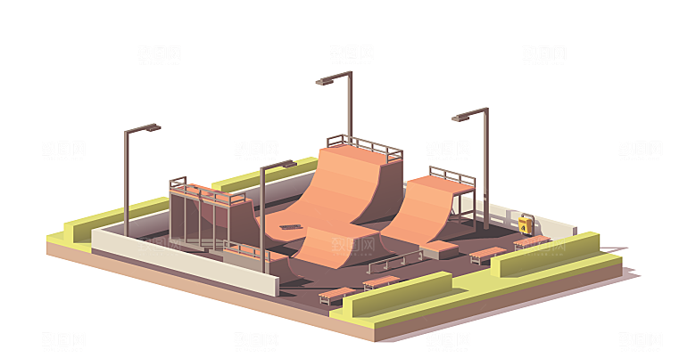 矢量工业建筑场景插画