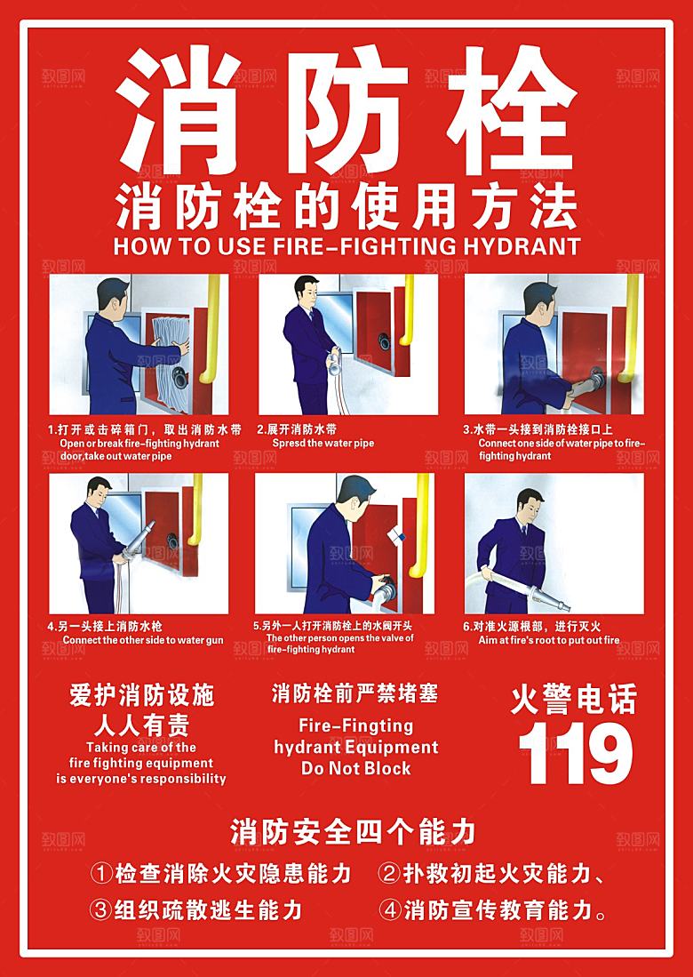 消防栓使用方 消防栓使 用 消防安全 消