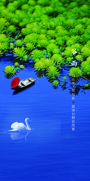春日节气谷雨彩色创意海报