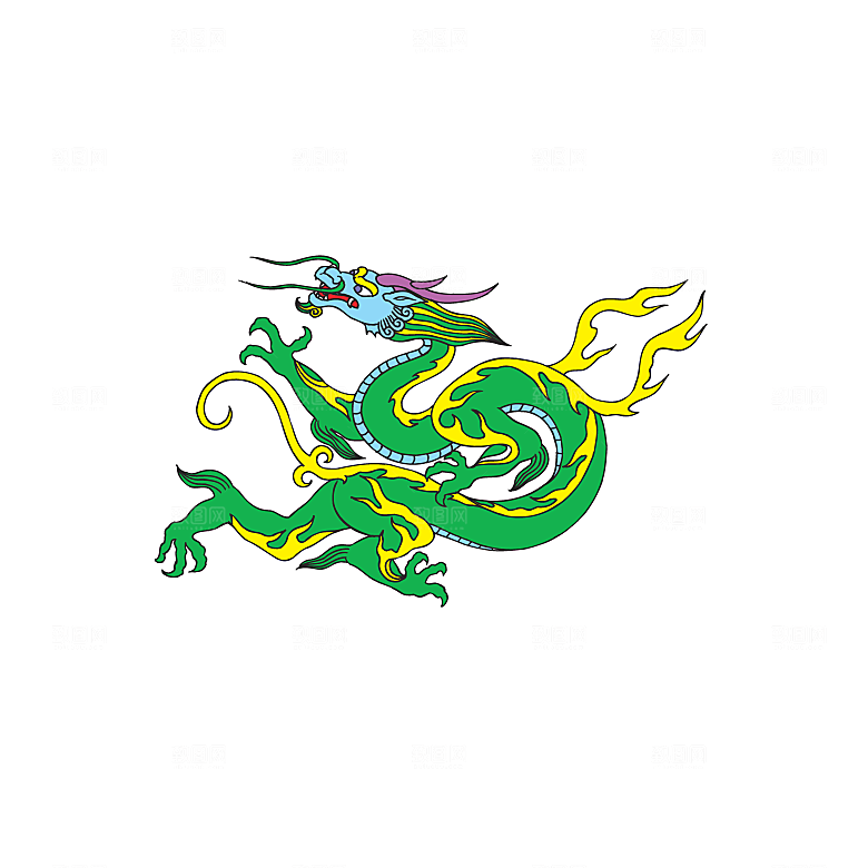 中国风龙纹龙年吉祥双龙戏珠蛟龙神兽