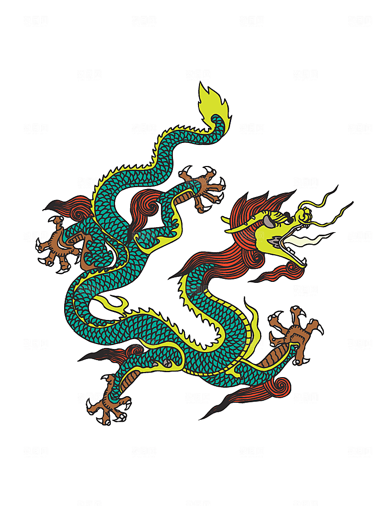 中国风龙纹龙年吉祥双龙戏珠蛟龙神兽