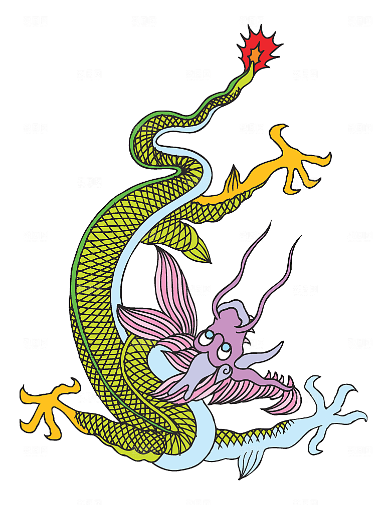 中国风龙纹龙年吉祥双龙戏珠蛟龙神兽