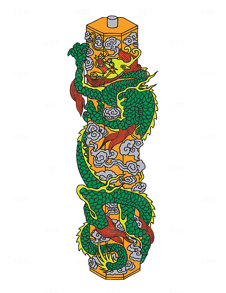中国风龙纹龙年吉祥双龙戏珠蛟龙神兽