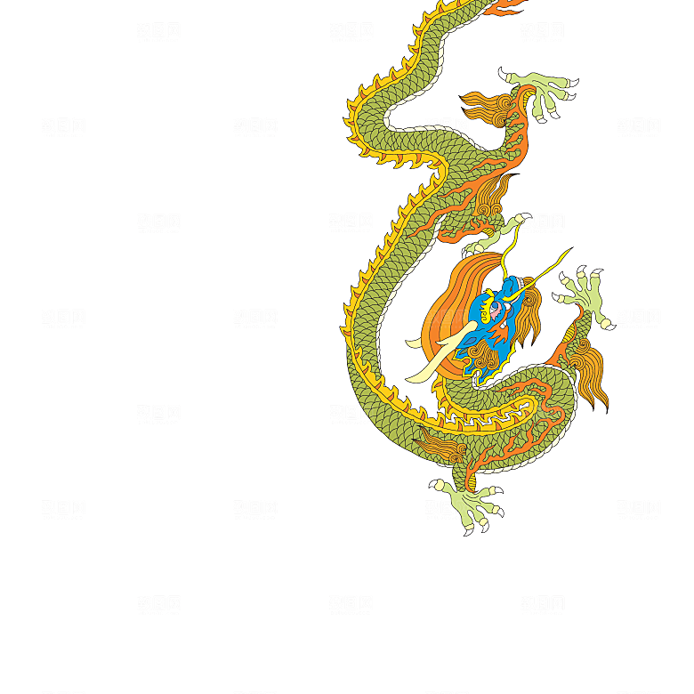 中国风龙纹龙年吉祥双龙戏珠蛟龙神兽新年图