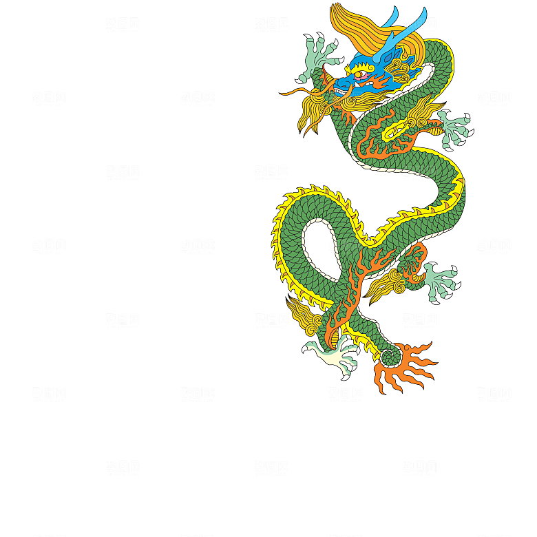 中国风龙纹龙年吉祥双龙戏珠蛟龙神兽新年图