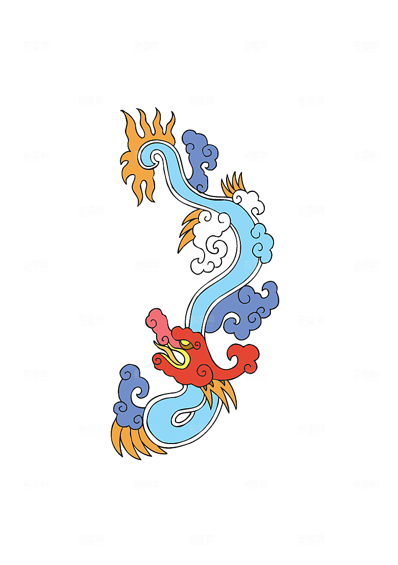 中国风龙纹龙年吉祥双龙戏珠蛟龙神兽新年图