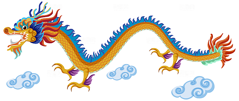 中国风龙纹龙年吉祥双龙戏珠蛟龙神兽新年图
