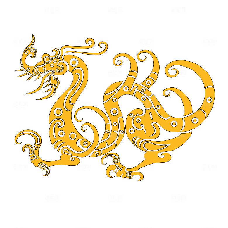 中国风龙纹龙年吉祥双龙戏珠蛟龙神兽新年图