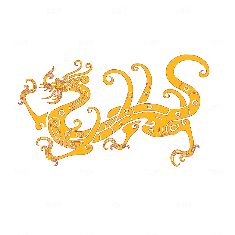中国风龙纹龙年吉祥双龙戏珠蛟龙神兽新年图