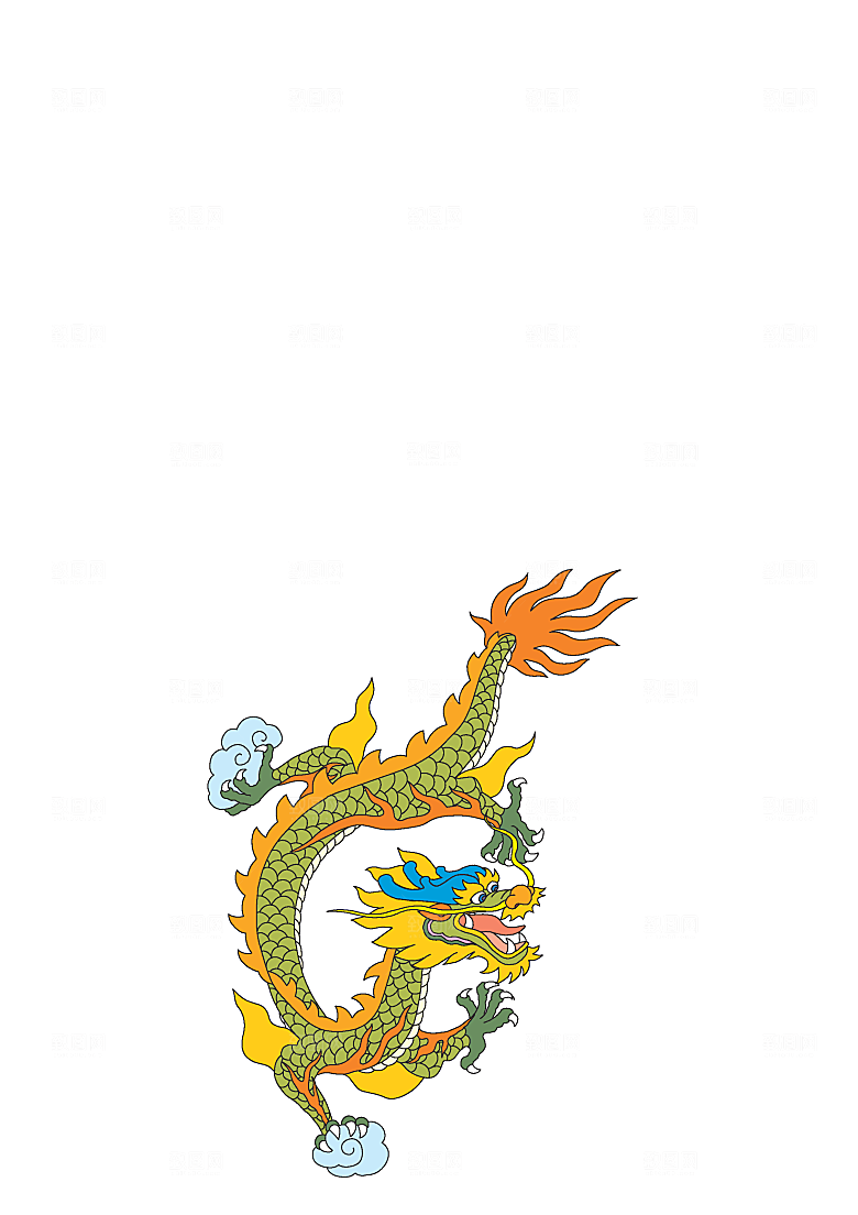 中国风龙纹龙年吉祥双龙戏珠蛟龙神兽