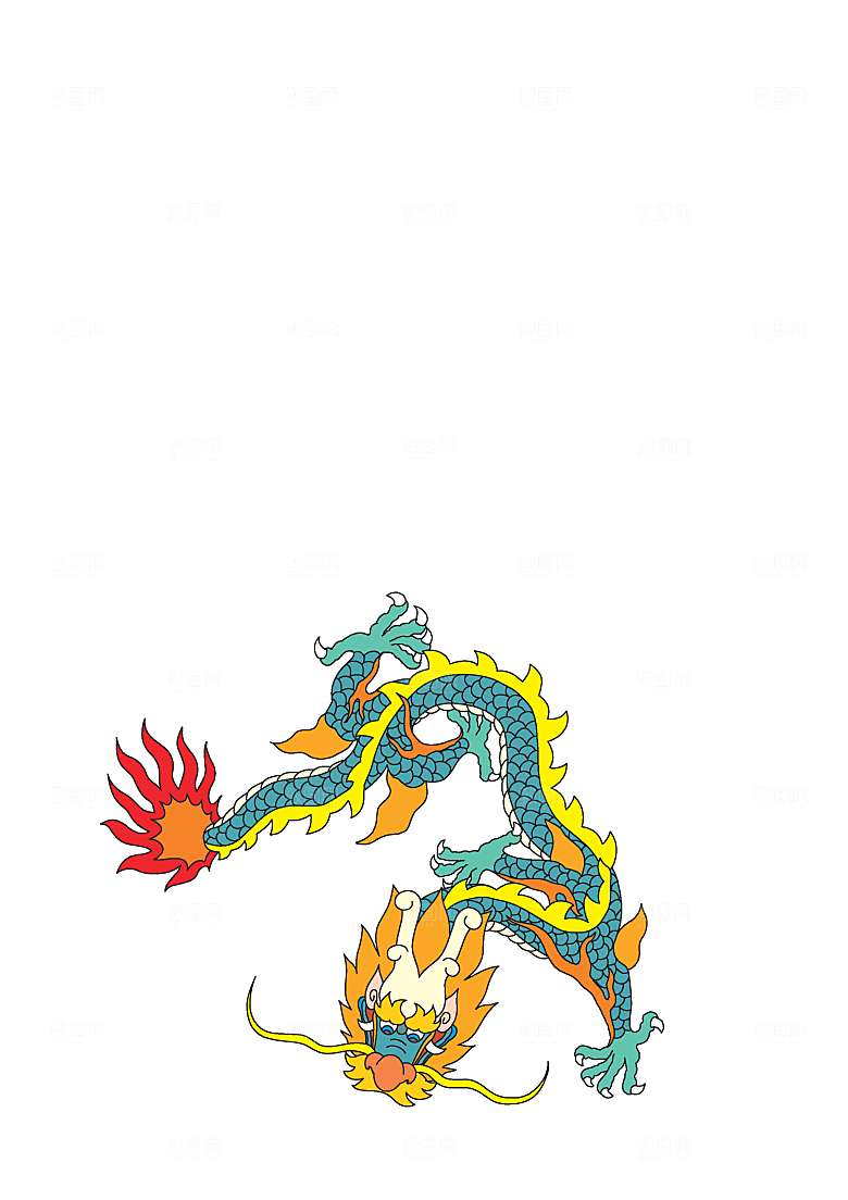 中国风龙纹龙年吉祥双龙戏珠蛟龙神兽