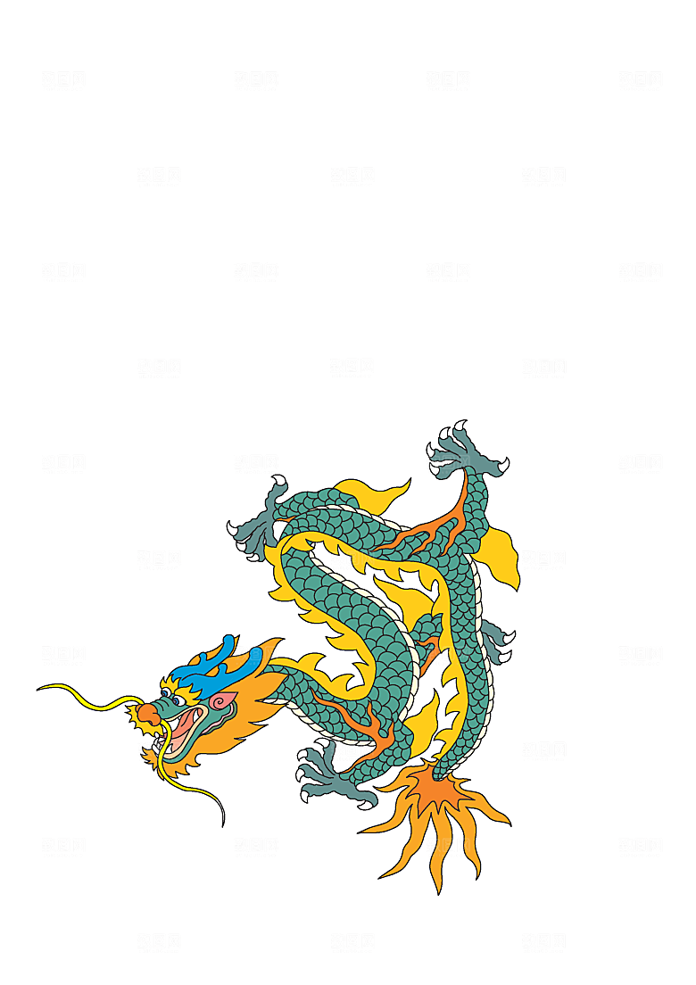 中国风龙纹龙年吉祥双龙戏珠蛟龙神兽
