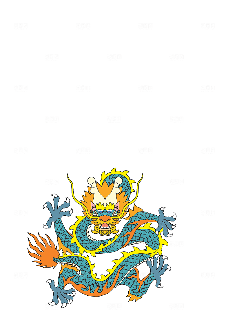 中国风龙纹龙年吉祥双龙戏珠蛟龙神兽