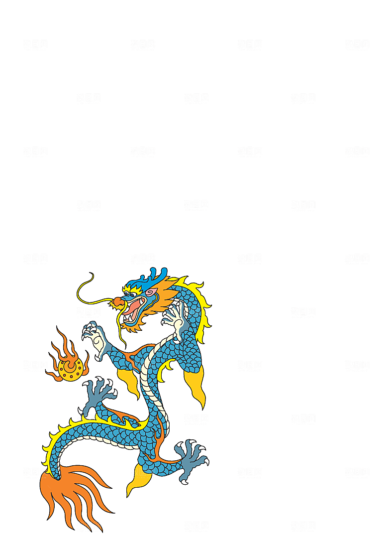 中国风龙纹龙年吉祥双龙戏珠蛟龙神兽