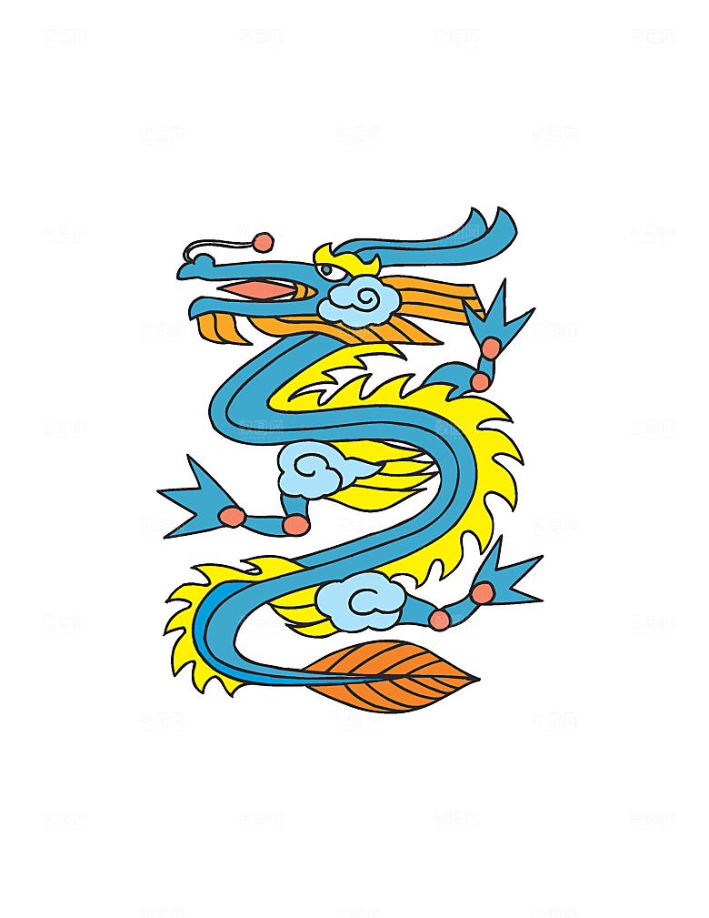 中国风龙纹龙年吉祥双龙戏珠蛟龙神兽