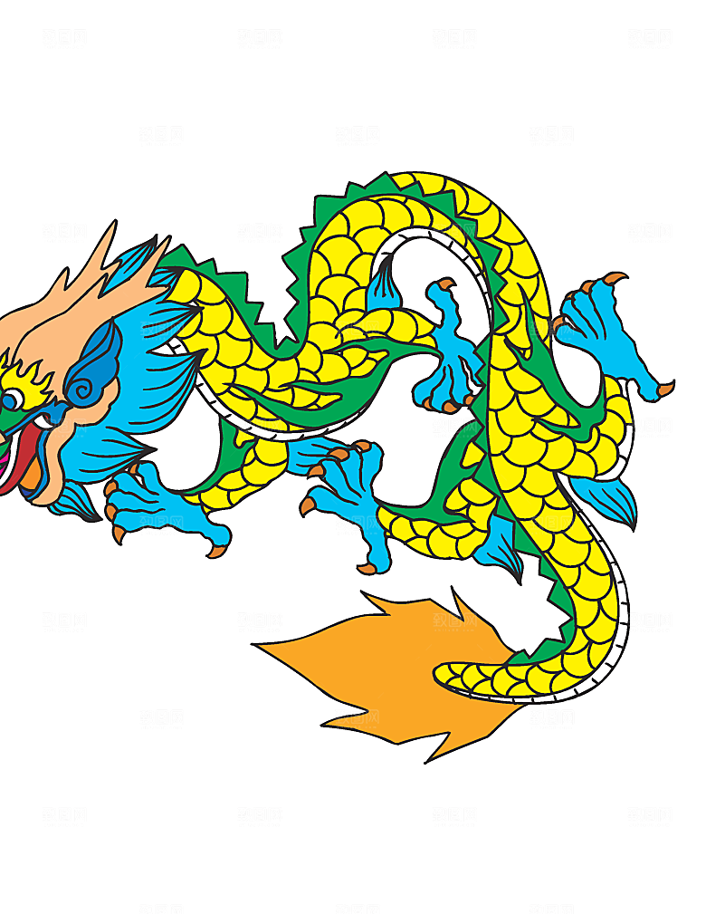 中国风龙纹龙年吉祥双龙戏珠蛟龙神兽